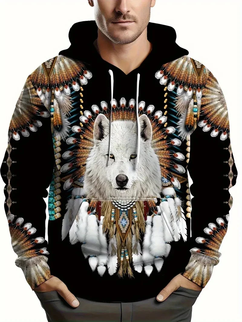 Men's Western Aztec Sweatshirts Pullover Hoodie COWBOY COZY BIG SIZE 4XL