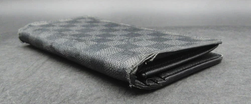 Authentic Louis Vuitton Black Leather Wallet 6 Card Holders Notes & Coins