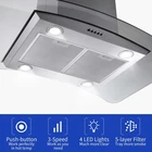 36in Island Mount Range Hood Vent 900CFM Stainless Steel 3-Speed Convertible Fan