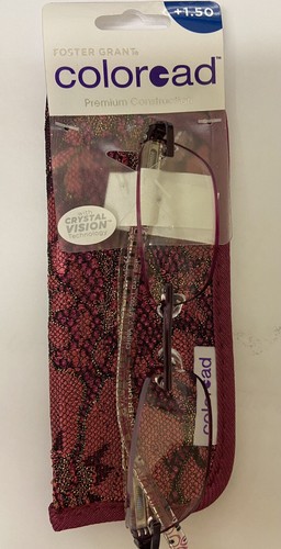 Foster Grant Coloread Dani Purple Rimless Women  Reading Glasses + 1.50 Case NEW - Picture 2 of 2