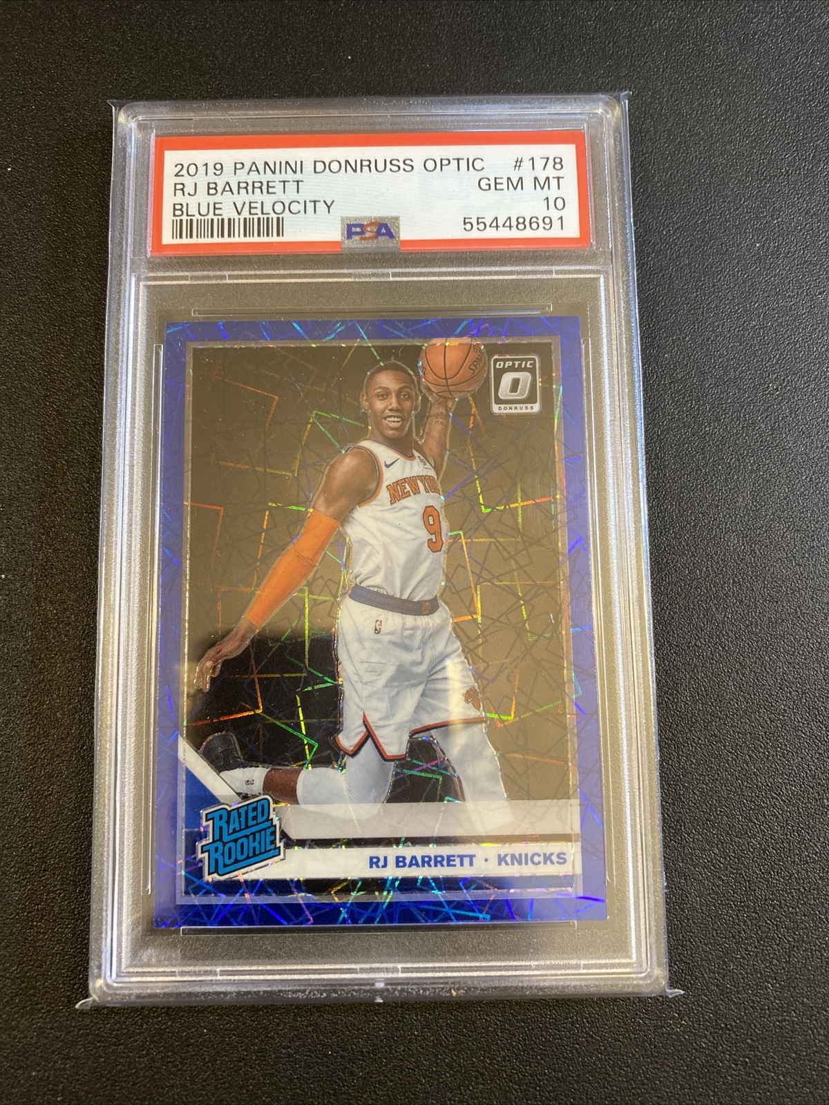2019 Donruss Optic RJ BARRETT #178 Rookie RC Blue Velocity Holo PSA 10 GEM MINT