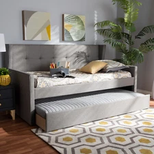 Baxton Studio Giorgia Modern and Contemporary Grey Fabric Upholstered Twin Size 