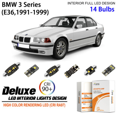 14 Bulbs LED Interior Light Kit for BMW 3 Series E36 1991-1998 White Light Bulbs