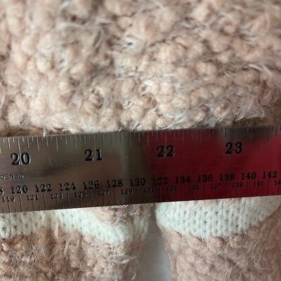 S Calvin Klein Womens Striped Eyelash-Knit Sweater Blush SZ 1X NWT