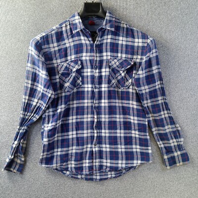 Drill Clothing Company Mens Small Blue Plaid Flannel Long Sleeve Dual Pockets