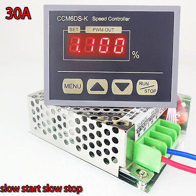 12-80V DC 30A PWM Motor Speed Adjuster Controller Governor With Digital Display Panel Silver Motor Speed Controller 