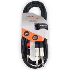 Image of 3.0m Stereo Cable 3.5mm Gold Jack Plug to Twin 6.35mm Mono Jacks Audio Lead