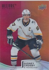 2021/22 ALLURE..SIDNEY CROSBY..RAINBOW..RED / ORANGE..CARD # R-87..PENGUINS