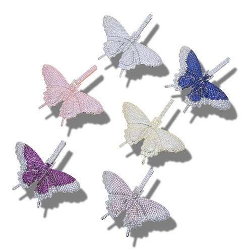 5AAA+ CZ Hip Hop Ice Out Butterfly Bling Pendant Necklace 14k Real Gold Plated - Picture 10 of 16