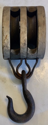 Vintage Two Wheel Wooden Pulley