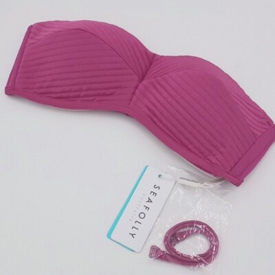Seafolly Womens US Quilted Bustier Bandeau Bikini Top Berry