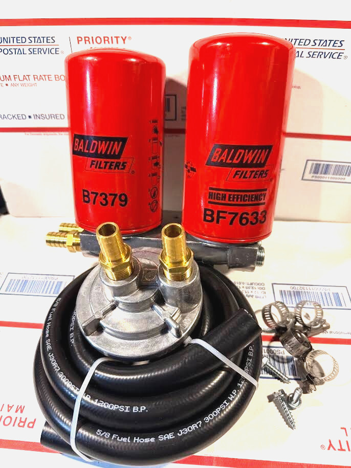 Ford 7.3L/6.9L Complete Dual Remote Bypass Kit Baldwin B7379 BF7633 Filters