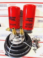 Ford 7.3L/6.9L Complete Dual Remote Bypass Kit Baldwin B7379 BF7633 Filters
