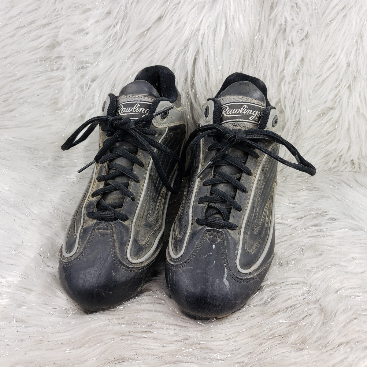 Rawlings Baseball Cleats Black/ Metallic Gray/Silver White Sz-7.5 Rawlings Men main image 2