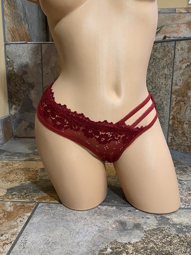Red Sheer Nylon Bikini Strappy Lace Women’s Large New NWOT - Picture 4 of 14