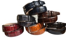 ITALIAN CROCODILE PRINT LEATHER BELT TAN BURGUNDY GREY BLACK BLUE BROWN 35MM