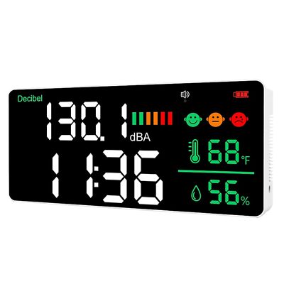 5-in-1 Decibel Meter 30-130dB Range Wall Mount Sound Level Meter 11'' Large LED