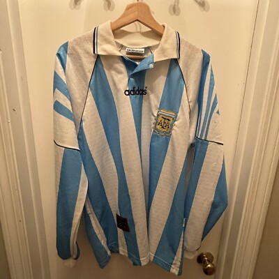 Vintage 1996-1998 Adidas Argentina Authentic Long Sleeve Home