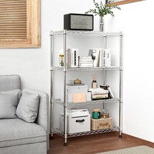 Chrome 4 Tier Wire Shelving Metal Storage Shelf Home Office Kitchen Stand Rack