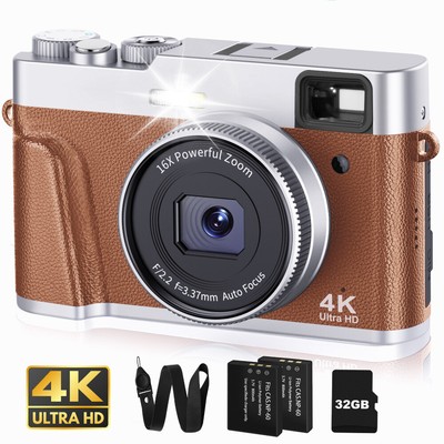 4K Digital Camera with Viewfinder & Flash Autofocus 48MP Cameras for Photography