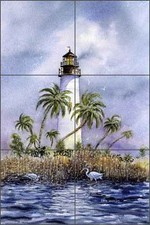Ceramic Tile Mural Backsplash Hopkins Key West Lighthouse Nautical Art CCI-EH75