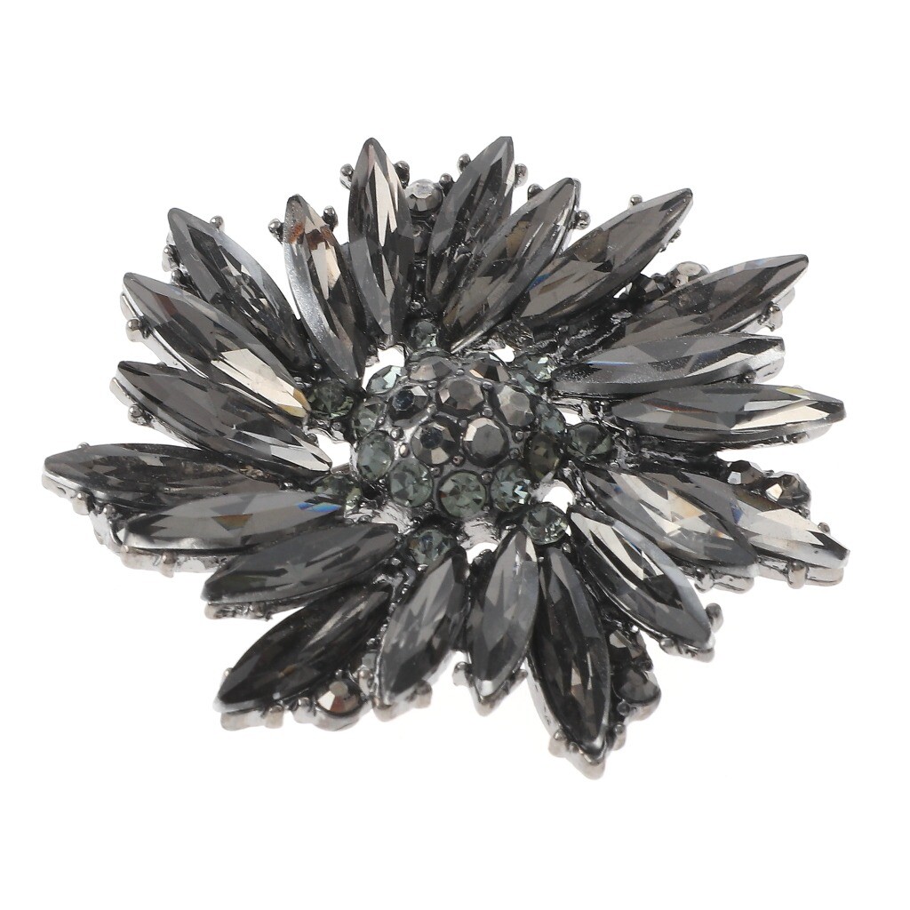 Hermatite Tone Metal Crystal Flower Brooch P1256-HBD | eBay