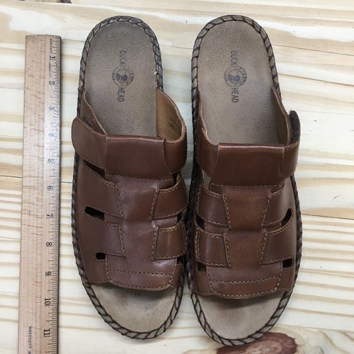 Duck Head Sandals Womens 10 M Casual Comfort Slip On Wedge Slide Brown Leather - Picture 7 of 19