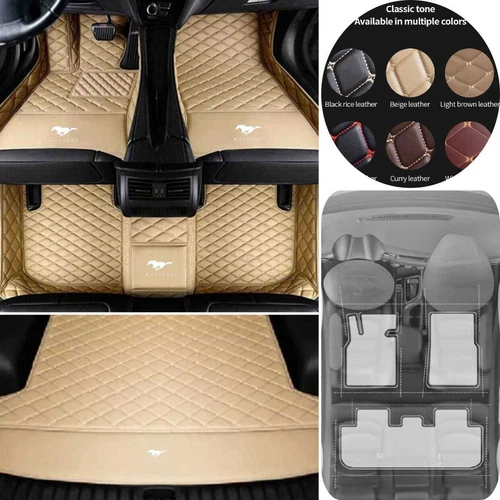 For Ford Mustang Coupe/Convertible Car Floor Mats & Trunk Mat Waterproof Carpets - Picture 7 of 52