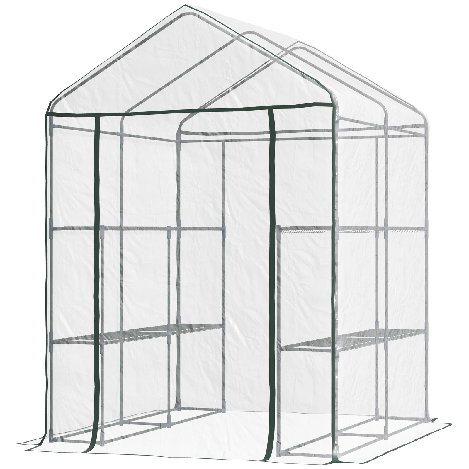 Outsunny 5'x5'x6' Greenhouse / Garden Walk-In 8 Shelves Plant Flower  Portable Walk In Greenhouse