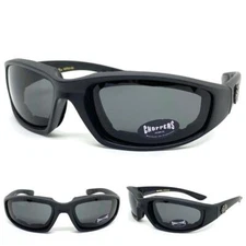 Men's MOTORCYCLE Riding Padded Safety Protective SUN GLASSES GOGGLES Dark Lens