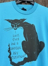 Vintage 90s Screen Stars Best Crazy Cat Lady Shirt “I Have PMS & Handgun Any ?s”