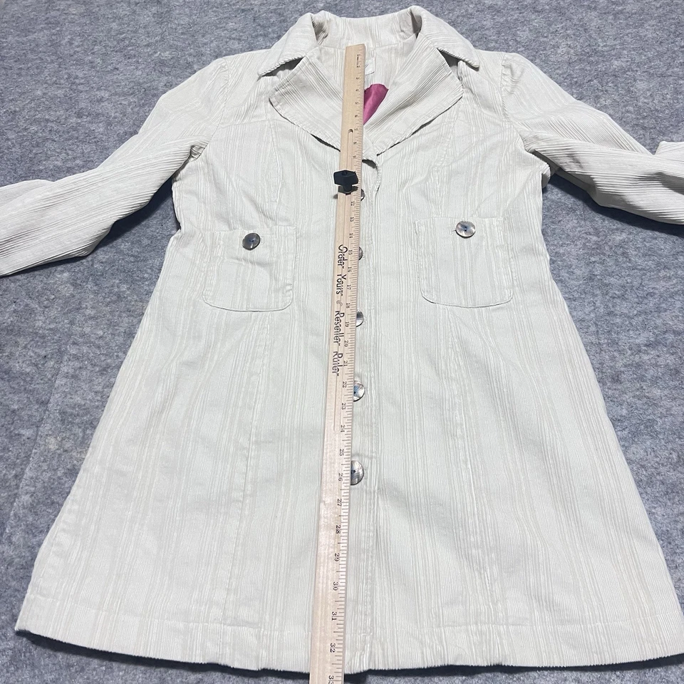 Abrigo largo de pana J. Jill para mujer PEQUEÑO forrado BEIGE botón frontal ver foto Foto 3 de 4