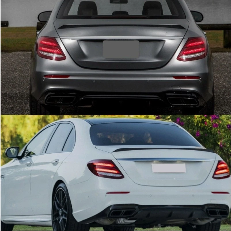 Carbon Look Rear Diffuser w/Tailpipe For 2016-2020 Mercedes Benz W213 E300 E350 Foto 3 de 4