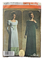 Simplicity Pattern 4055 Misses' Costume CIRCA 1795 - 1825 Sz 6-12 Uncut