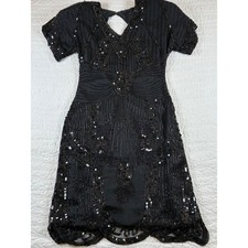 Unbranded Silk Beaded Sequin Dress Women S Black Art Deco Flapper Cocktail 1920s