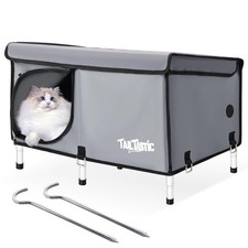 Elevated Insulated Outdoor Cat House for Winter, Waterproof Cat Bed