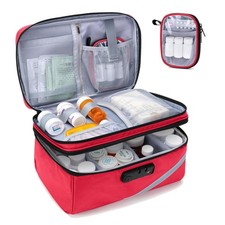 Medicine Storage Bag with Combination Lock Lockable Pill Bottle Organizer Travel