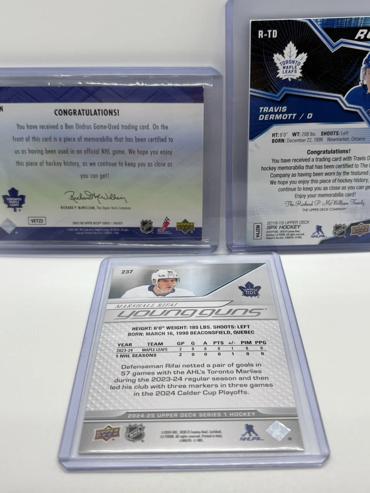 Marshall Rifai Young Guns RC + Ben Ondrus Game Jersey Lot Maple Leafs - Image 2 of 4