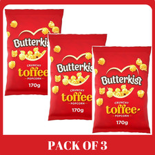 Butterkist Toffee Popcorn 170g Sweet Caramel Coated Snack – 3 Pack Multipack