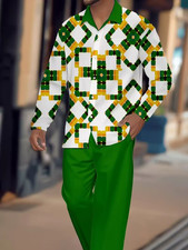 Men's Outfit 2 Piece Set Shirt  Pants Suit PLUS SIZE BIG 5XL