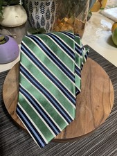 Brooks Brothers MAKERS Men's Pure Silk Tie  Green  Striped  Made in USA 