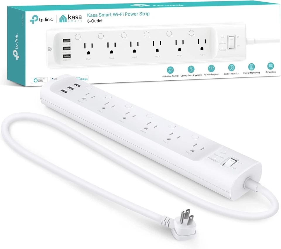Smart Power Strip with 6 Outlets & 3 USB Ports, Surge Protector & Voice Control - Image 3 of 4