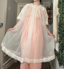 Vintage Shadowline White Lace Sheer Button Up Robe Size Small