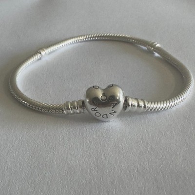 NEW Authentic Pandora Silver Bracelet HEART CLASP #590727CZ, Clear
