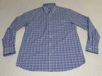 Vineyard Vines On The Go Performance Gingham Shirt Men L Blue Button Down EUC
