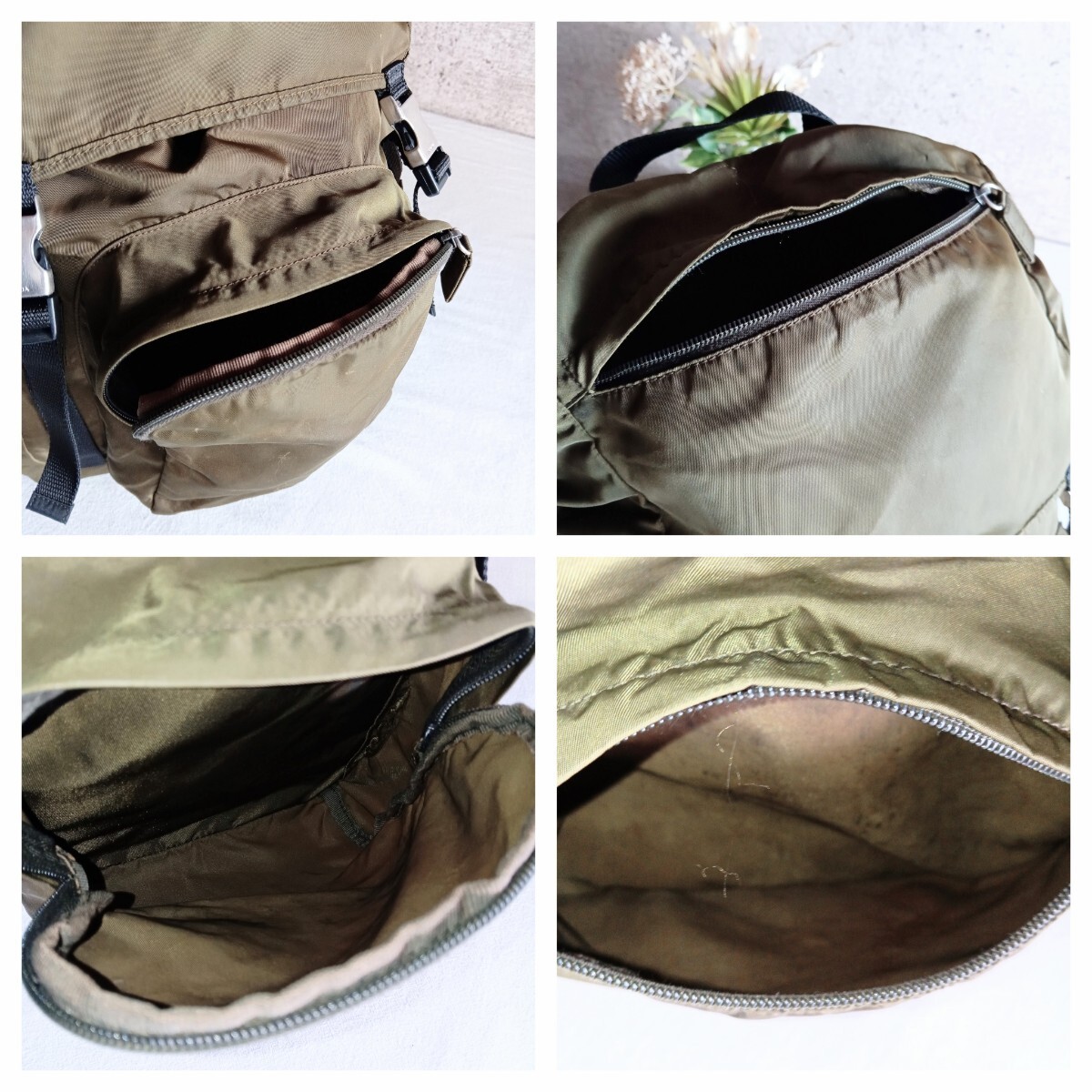 Prada V135 Olive Nylon Backpack Large Capacity Vintage Authentic thumbnail 9