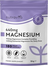 Nutravita 945mg Magnesium Complex – 180 Vegan Citrate Capsules – High Absorption 0.16 per thousand milligrams