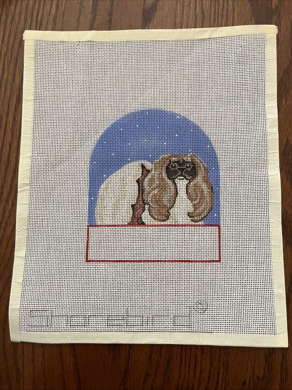 Needlepoint 18ct ShoreBird Pekingese Hand-Painted Canvas