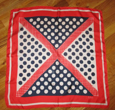 ECHO Red White Blue Polka Dots Geometric 100 Silk Square Scarf 26" Patriotic