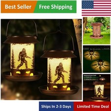 Unique Solar-Powered Bigfoot Bird Feeders 2 Pack - Waterproof Garden Lanterns